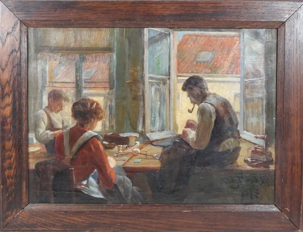 peinture sur toile d'un tailleur et sa famille