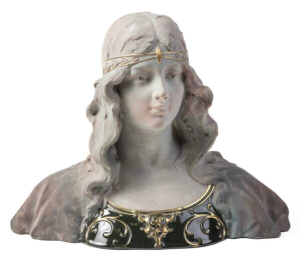 buste de femme art nouveau en grès de Charenton signé Henri Jacobs - lafrenchcigogne - Morbihan