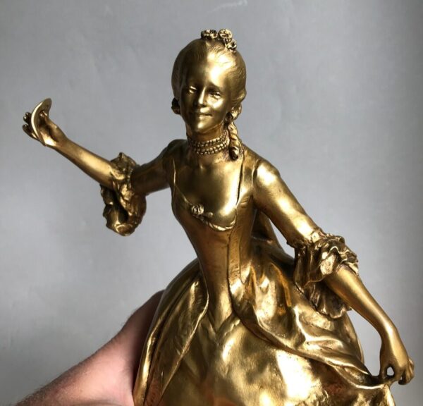 Elegant Louis XV dancer signed Antonin Mercié - Gilded bronze Barbedienne, 19th century Lafrenchcigogne