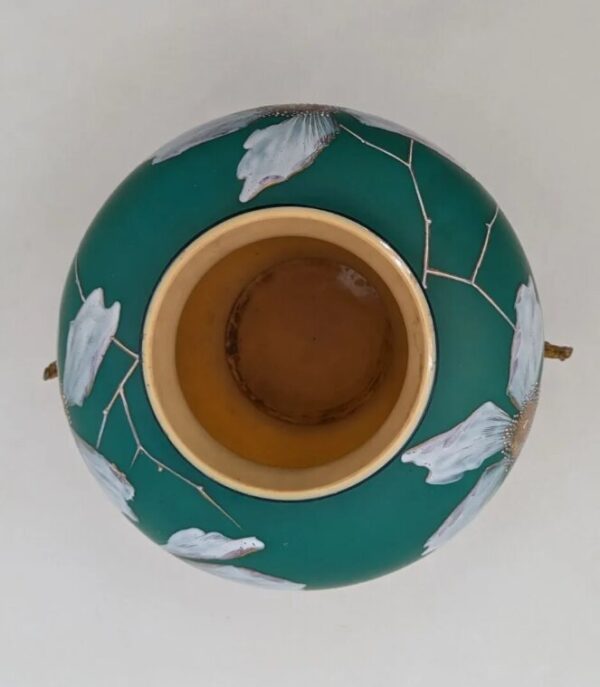 floral opaline and gilded bronze vase - art nouveau - lafrenchcigogne - Morbihan