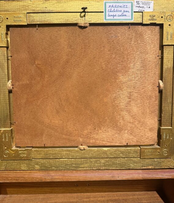 Peinture Marine Bretonne, Chalutiers par temps calme à Camaret – Huile sur bois signée Georges Maroniez