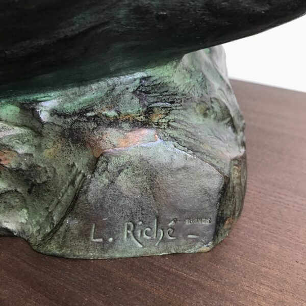 Eagle fight signed Louis Riché - Art Deco bronze sculpture with antique patina