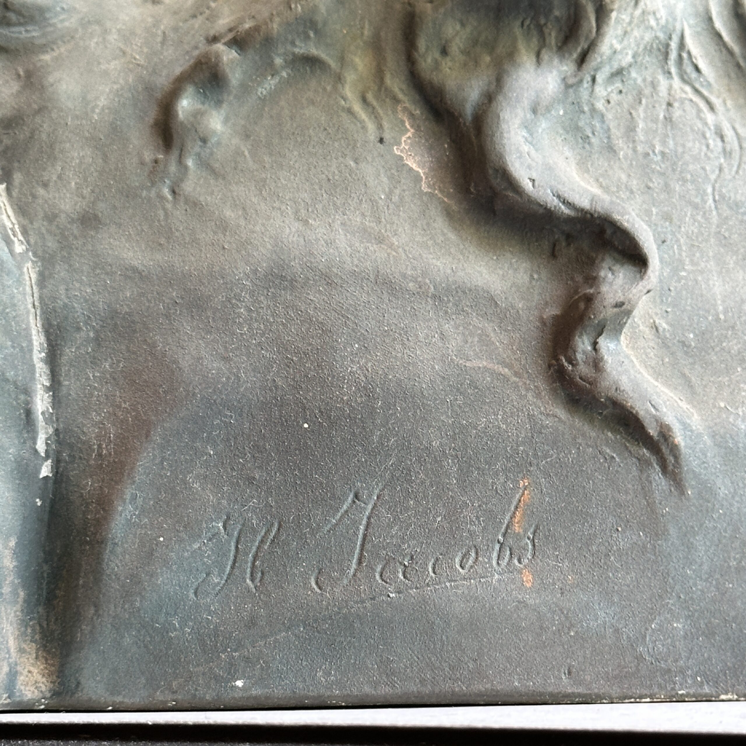Buste de femme Art Nouveau – Élégante en Grès signée Henri Jacobs – Image 7