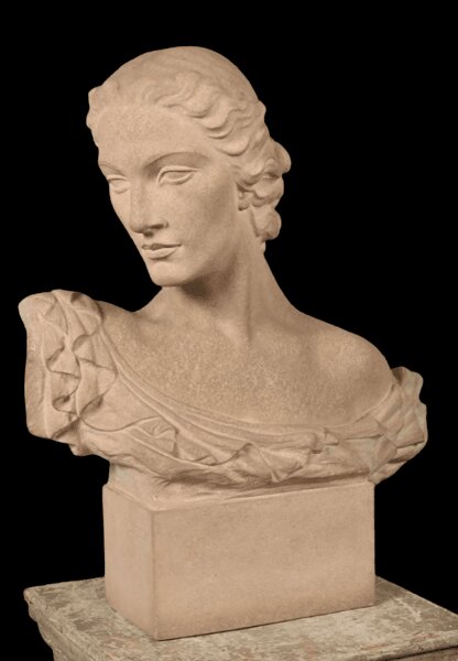 Buste de Femme S. BONOME, F.BARBEDIENNE Art déco Mid century vintage sculpture – Image 4