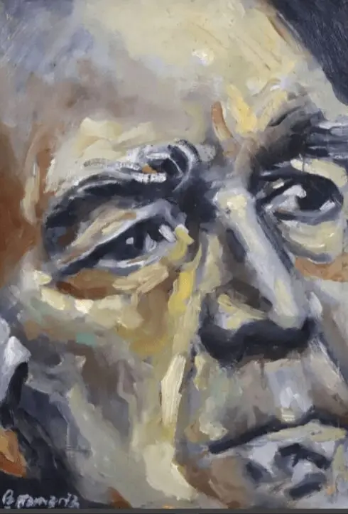 MICHEL PICCOLI signed JL PENAMARIA oil on panel painting film actor 20th century