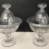 Drageoir ancien en cristal taillé à pan coupés sur piédouche - vendus par paire en très bon état chez lafrenchcigogne antiquité brocante en Bretagne