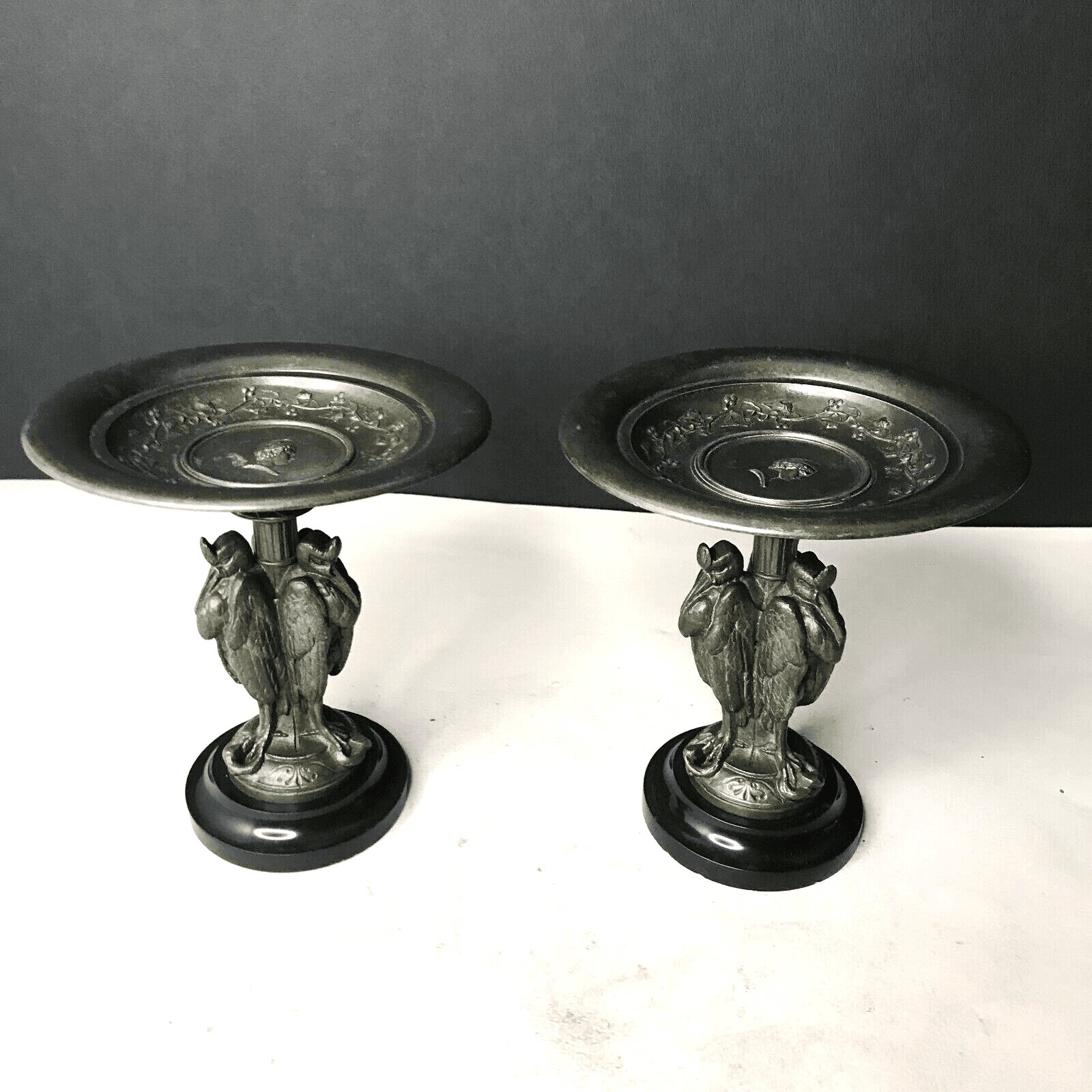 Cassolettes 19e MARABOUT métal patiné style bronze art déco vintage ancien – Image 5