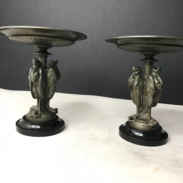 Cassolettes 19e MARABOUT métal patiné style bronze art déco vintage ancien