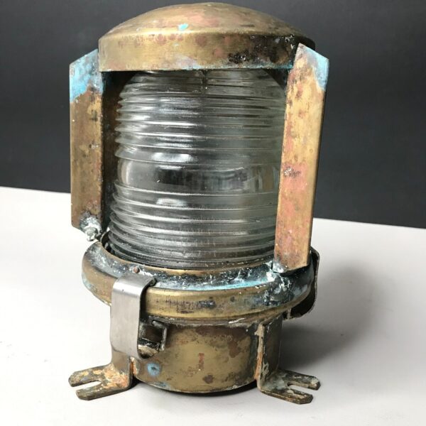 FANAL MARINE laiton Verre Holophane Bretagne ancien vintage lanterne indus