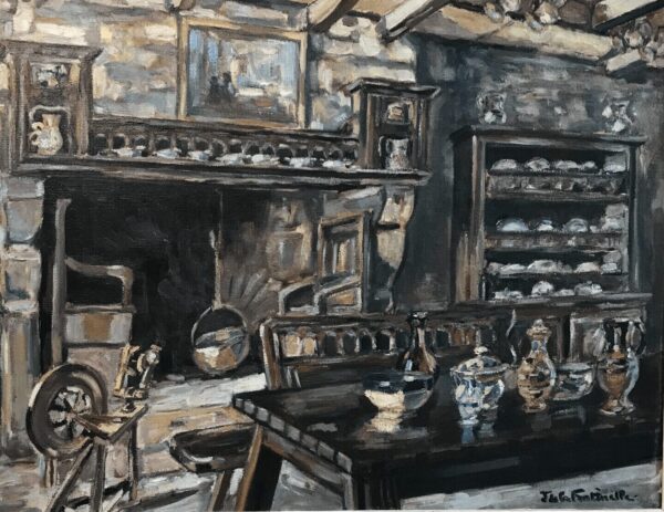 INTERIEUR BRETON signé Jean de la FONTINELLE XX ème BRETAGNE tableau huile
