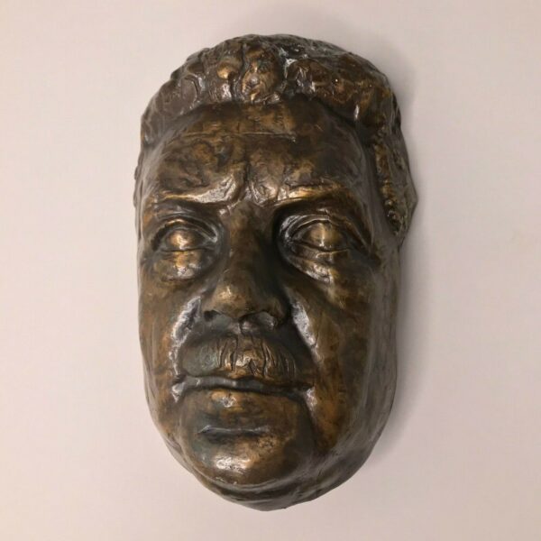 PORTRAIT D'HOMME A MOUSTACHE EN BRONZE patine médaille buste