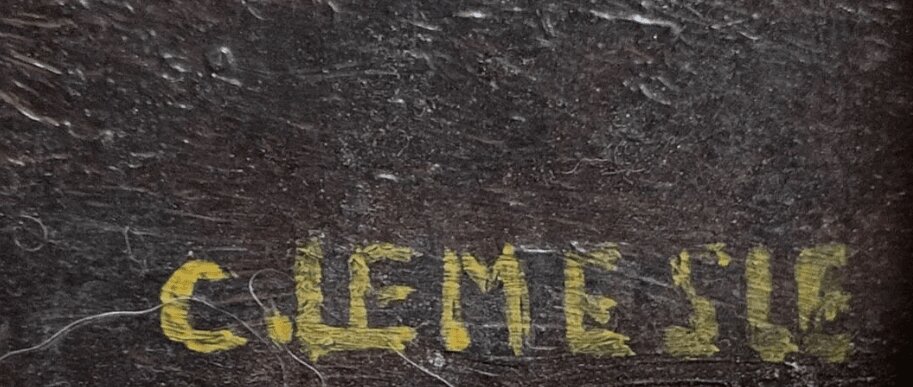 SAINTE VIERGE A L ENFANT ROI Huile sur isorel signé Christian LEMESLE tableau XX – Image 4