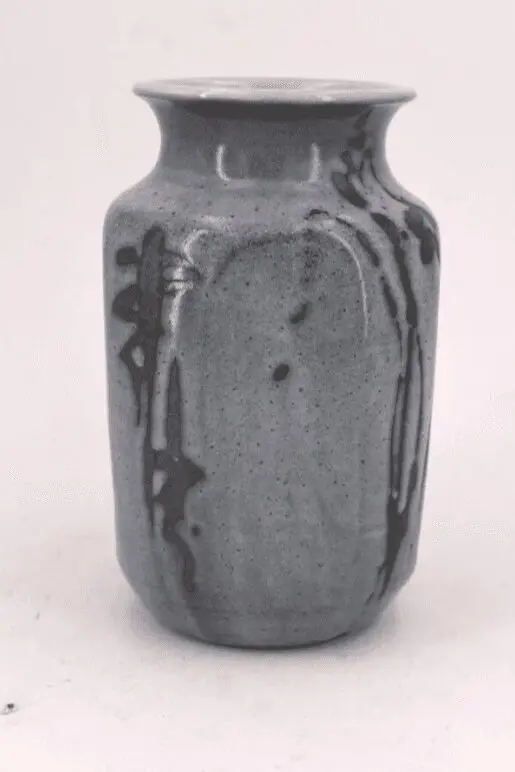 Modern gray vase by Bailot in gray enameled ceramic.