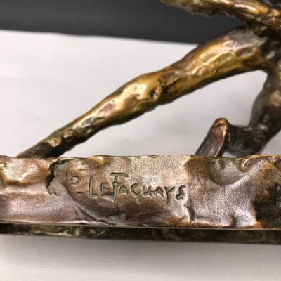 Signature du bronze art déco à la cire perdue de Pierre le Faguays dit Guerbe et Fayral