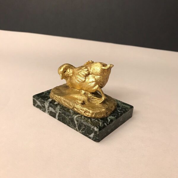 POUSSIN ET MOUCHE A.A. ARSON Bronze doré animalier 19e Fondeur SB ancien vintage