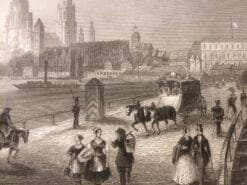 gravure bateaux à vapeur, signé 1850 Mainzh Payne, estampe marine  XIX eme