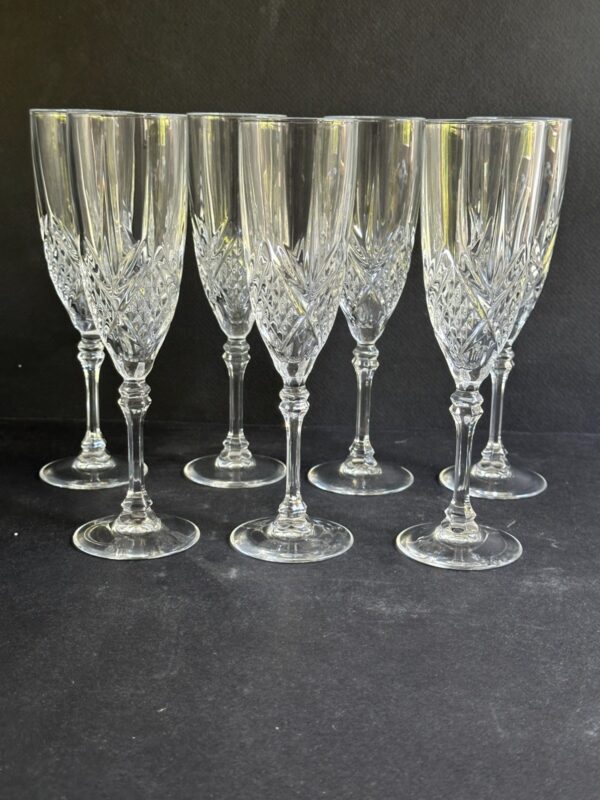 7 flutes à champagne 16cl FONTENAY en CRISTAL d'arques ancien authentique – Image 2