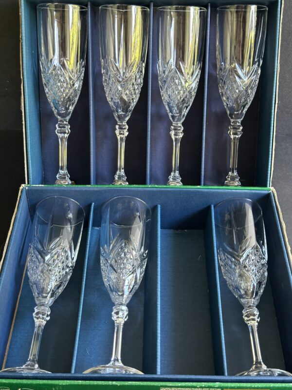 7 flutes à champagne 16cl FONTENAY en CRISTAL d'arques ancien authentique – Image 3