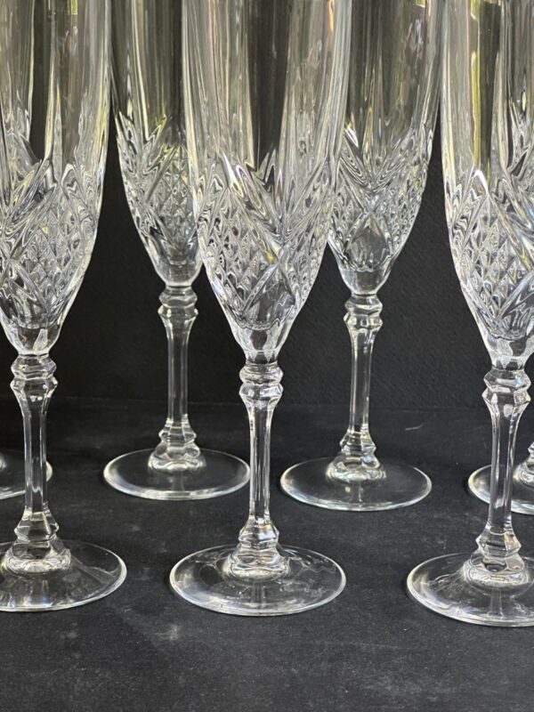7 flutes à champagne 16cl FONTENAY en CRISTAL d'arques ancien authentique – Image 6