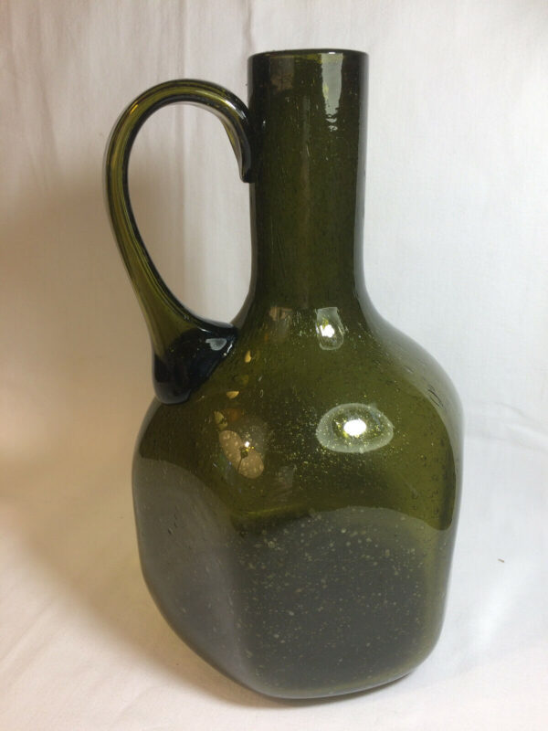 CARAFE en verre souflé, dlg BIOT, vase verre bullé 70's, fait main