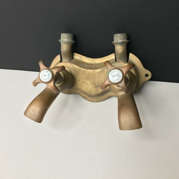 ROBINET EN BRONZE  laiton chaud froid en faïence XIX eme XX  VINTAGE fontionnel