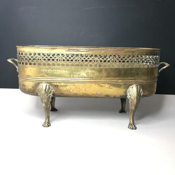 JARDINIERE PIEDS GRIFFE 19e en laiton, vintage ancienne cache pot jardin