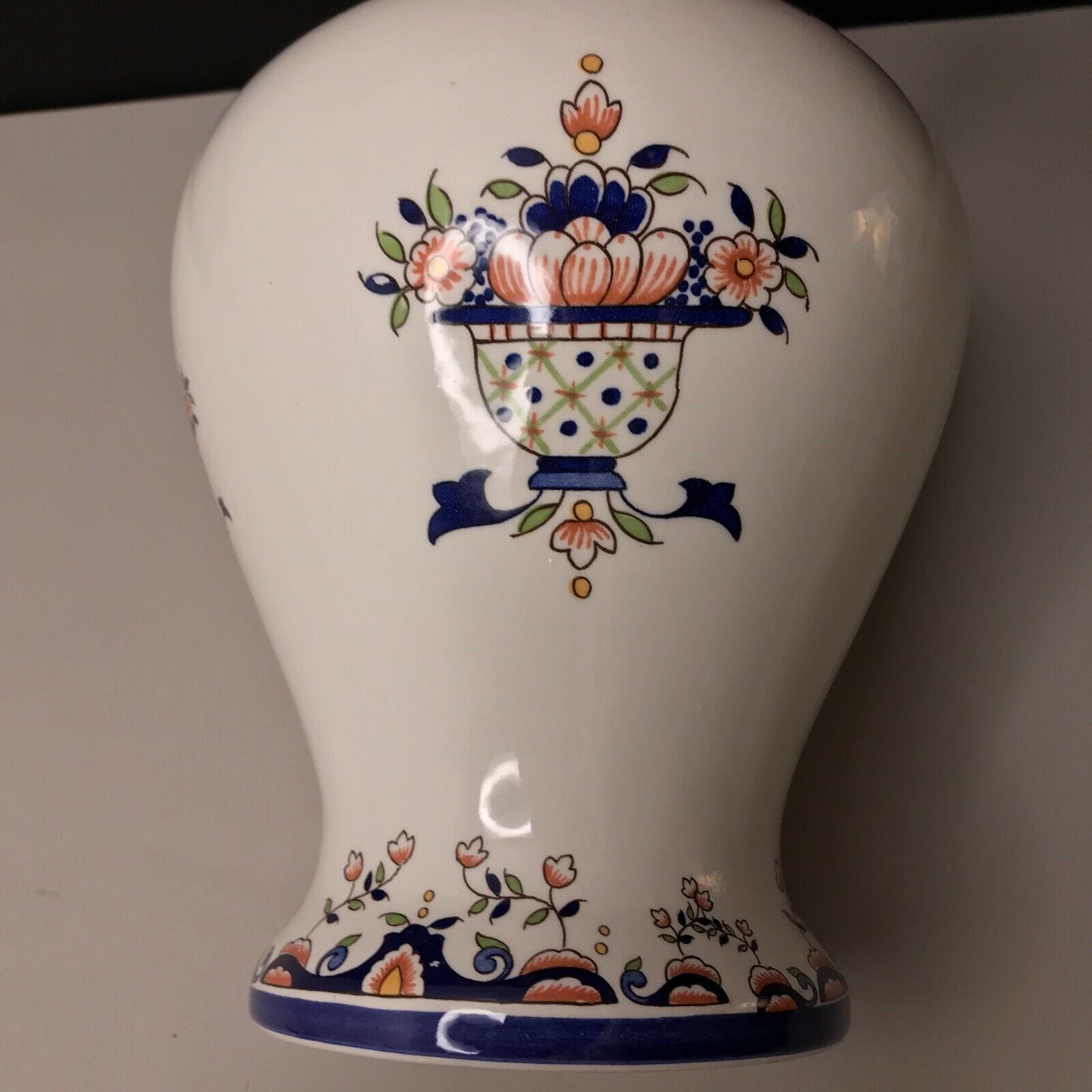 VASE décor VIEUX ROUEN potiche vintage fleurs – Image 11