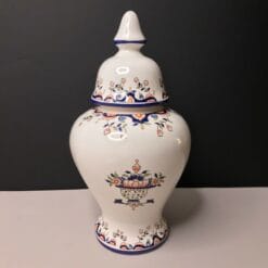 VASE décor VIEUX ROUEN potiche vintage fleurs