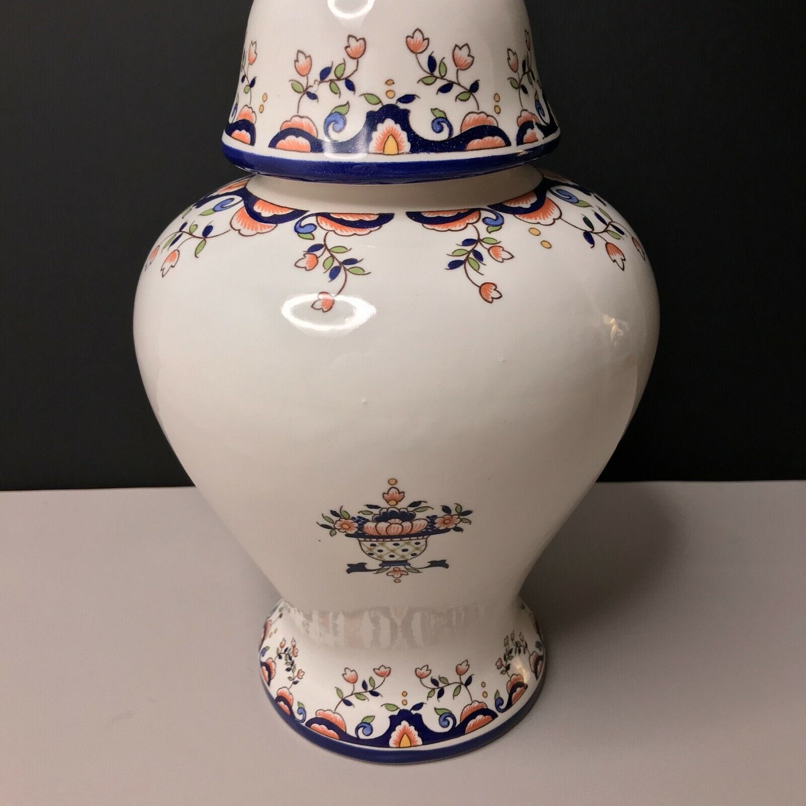 VASE décor VIEUX ROUEN potiche vintage fleurs – Image 5