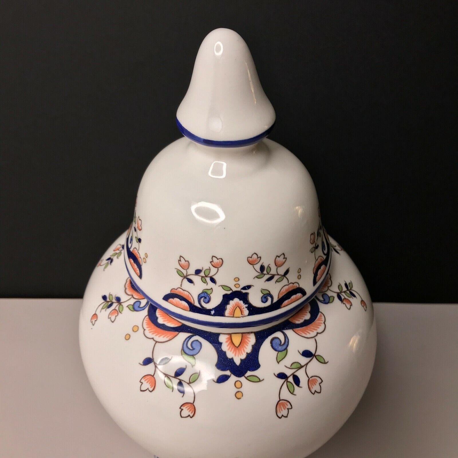 VASE décor VIEUX ROUEN potiche vintage fleurs – Image 7