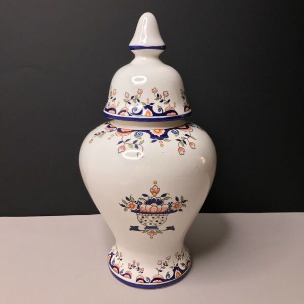 VASE décor VIEUX ROUEN potiche vintage fleurs