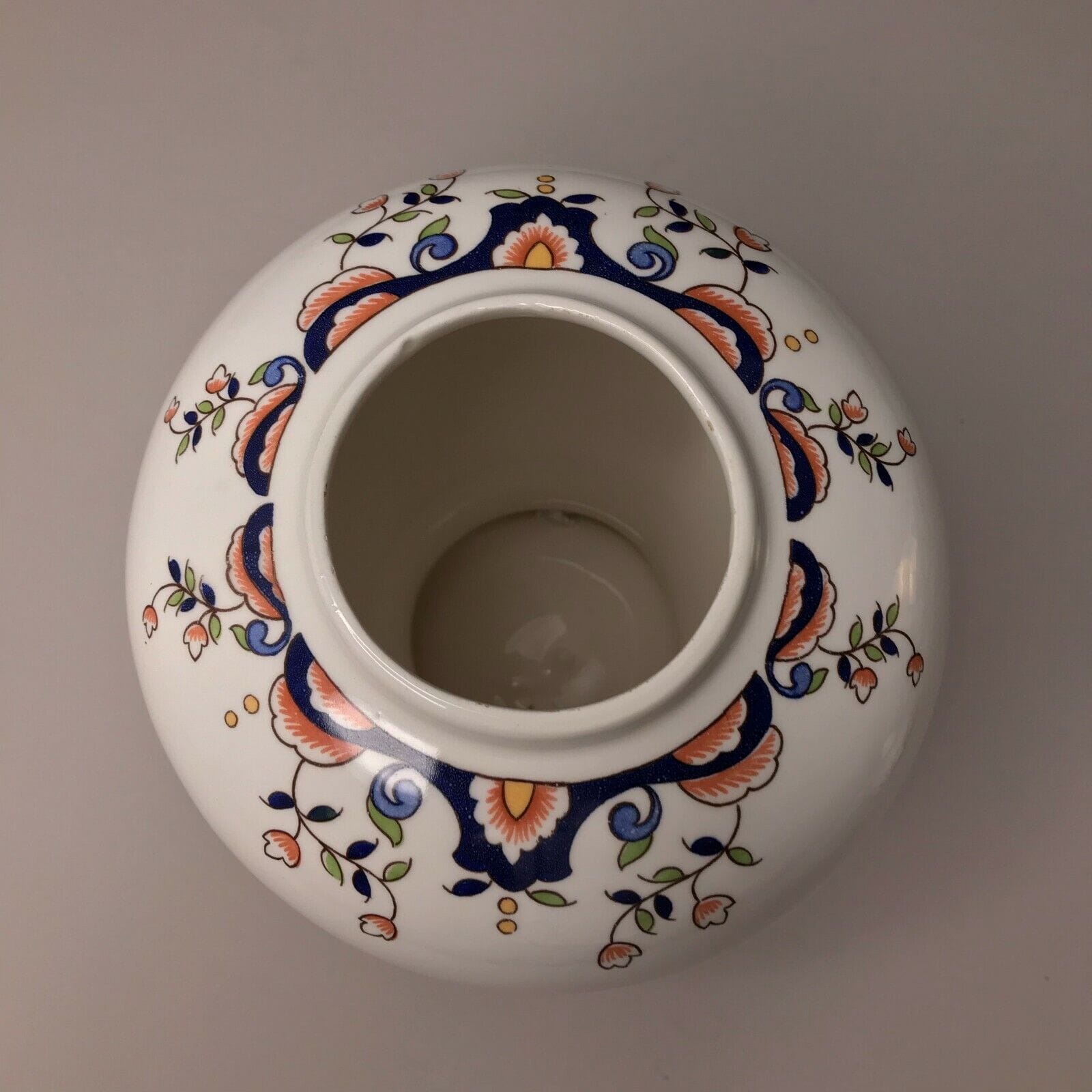 VASE décor VIEUX ROUEN potiche vintage fleurs – Image 8