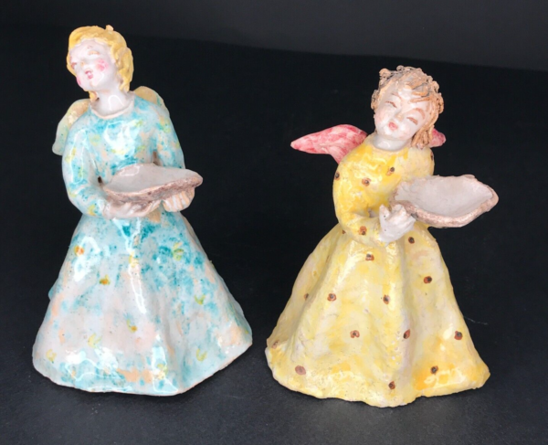 ANGELS signed GREINER, terracotta ceramic figures, Christmas nativity