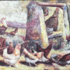FARMYARD unsigned painting