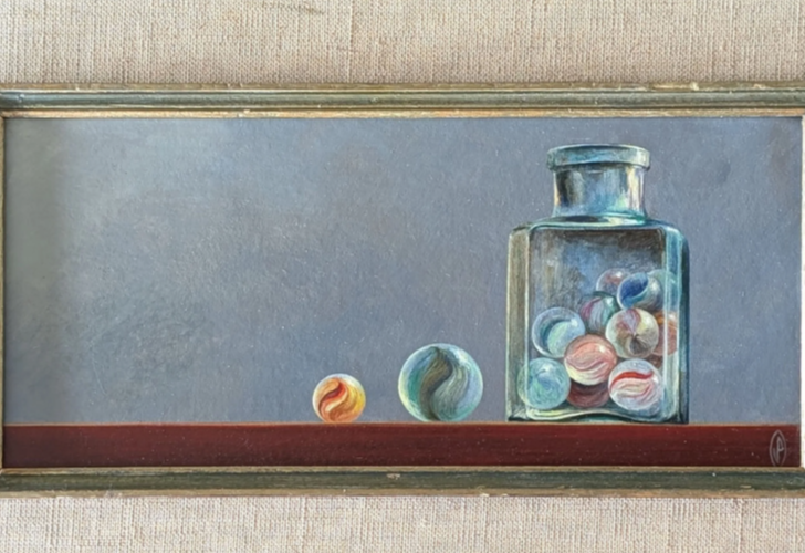 BILLES Jacob PETIT XXe vintage tableau peinture moderne contemporain jeu enfant – Image 2