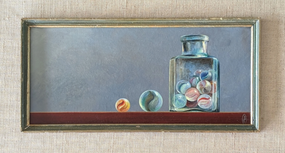 BILLES Jacob PETIT XXe vintage tableau peinture moderne contemporain jeu enfant