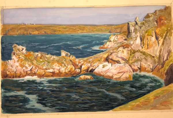 Baie des trépassés signé BELLANGER ADHEMAR Finistère Bretagne tableau peinture