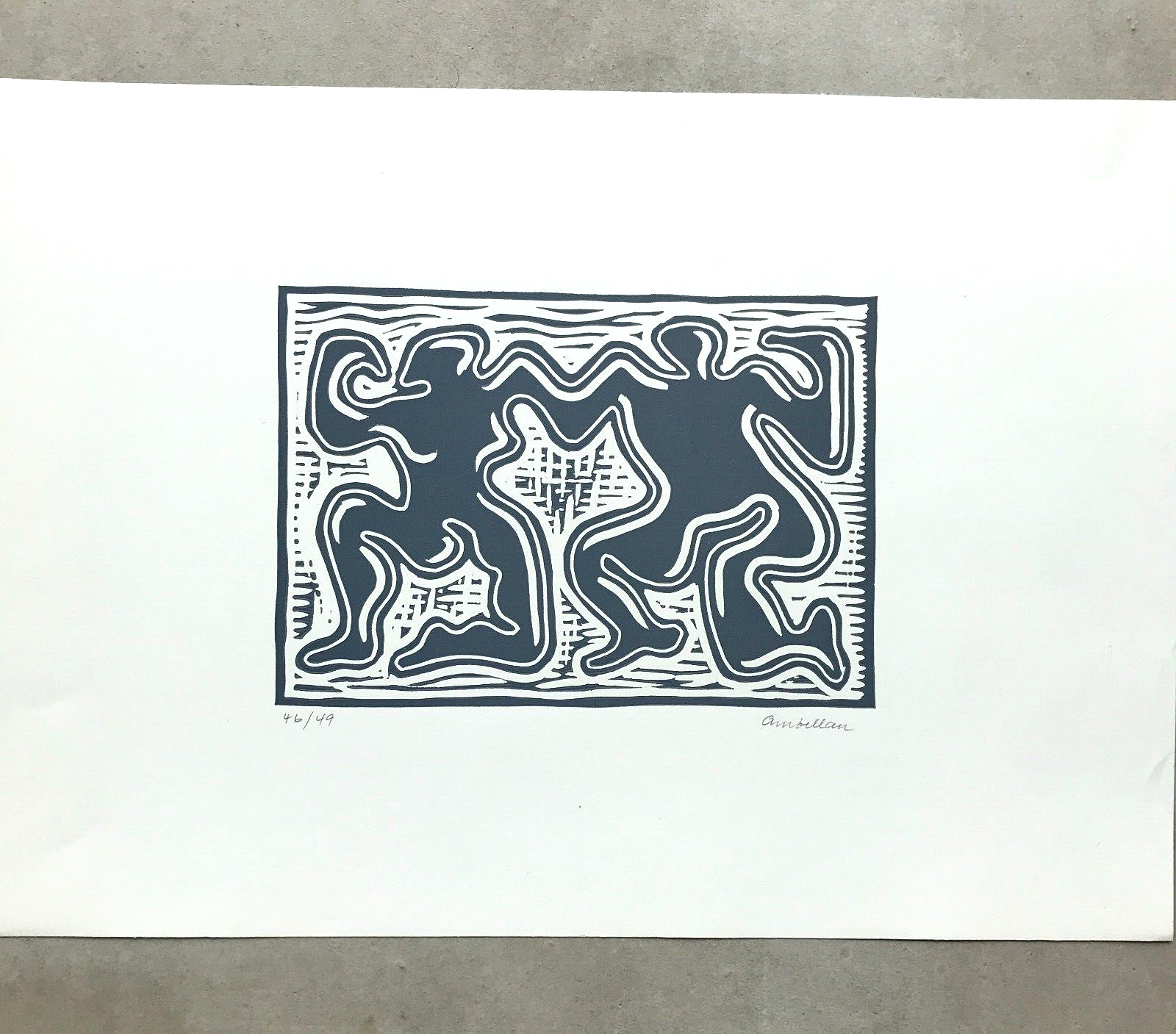 GRAVURE BOIS POP ART signé Harold AMBELLAN – Image 2