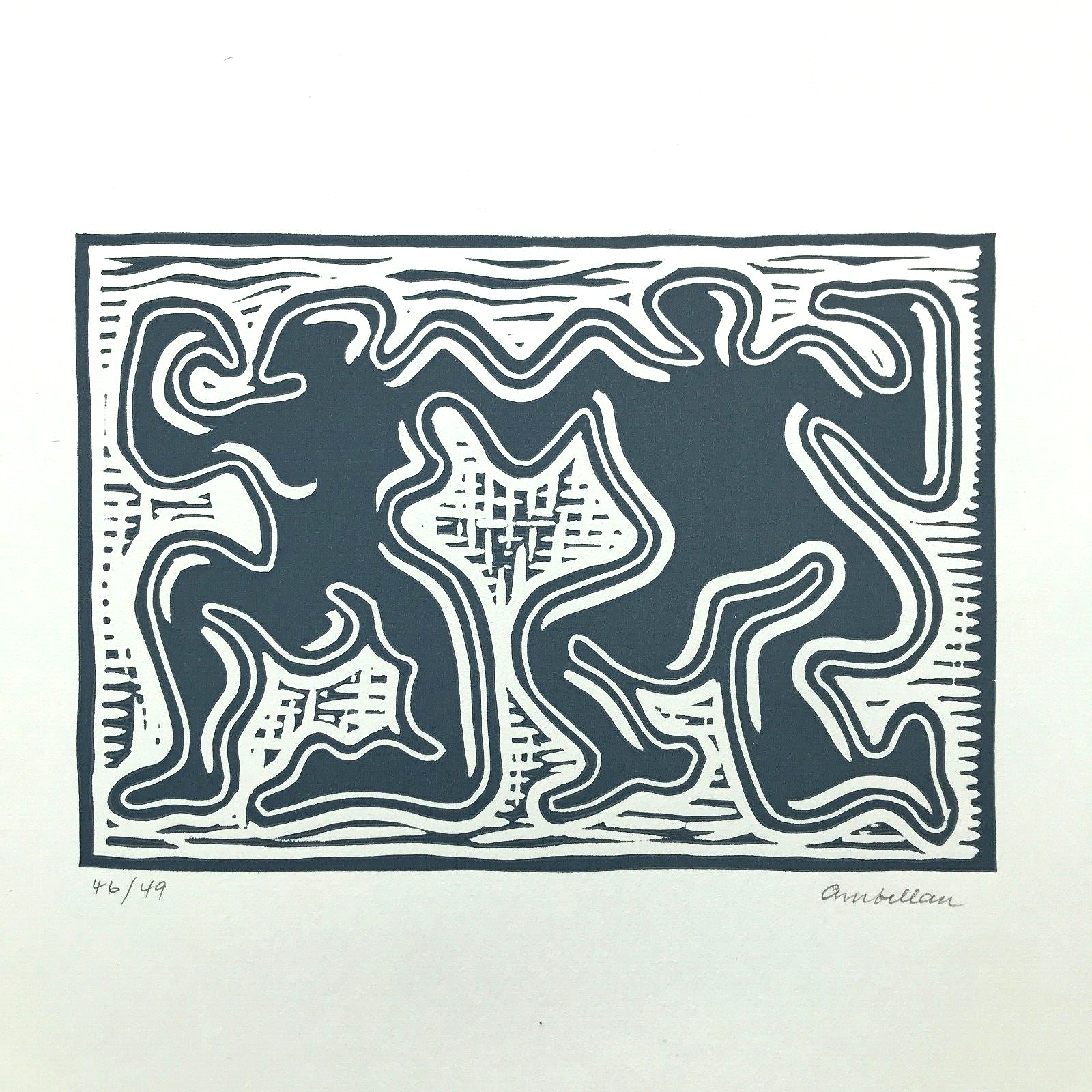 GRAVURE BOIS POP ART signé Harold AMBELLAN – Image 3