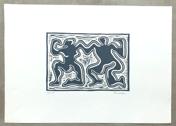 GRAVURE BOIS POP ART signé Harold AMBELLAN