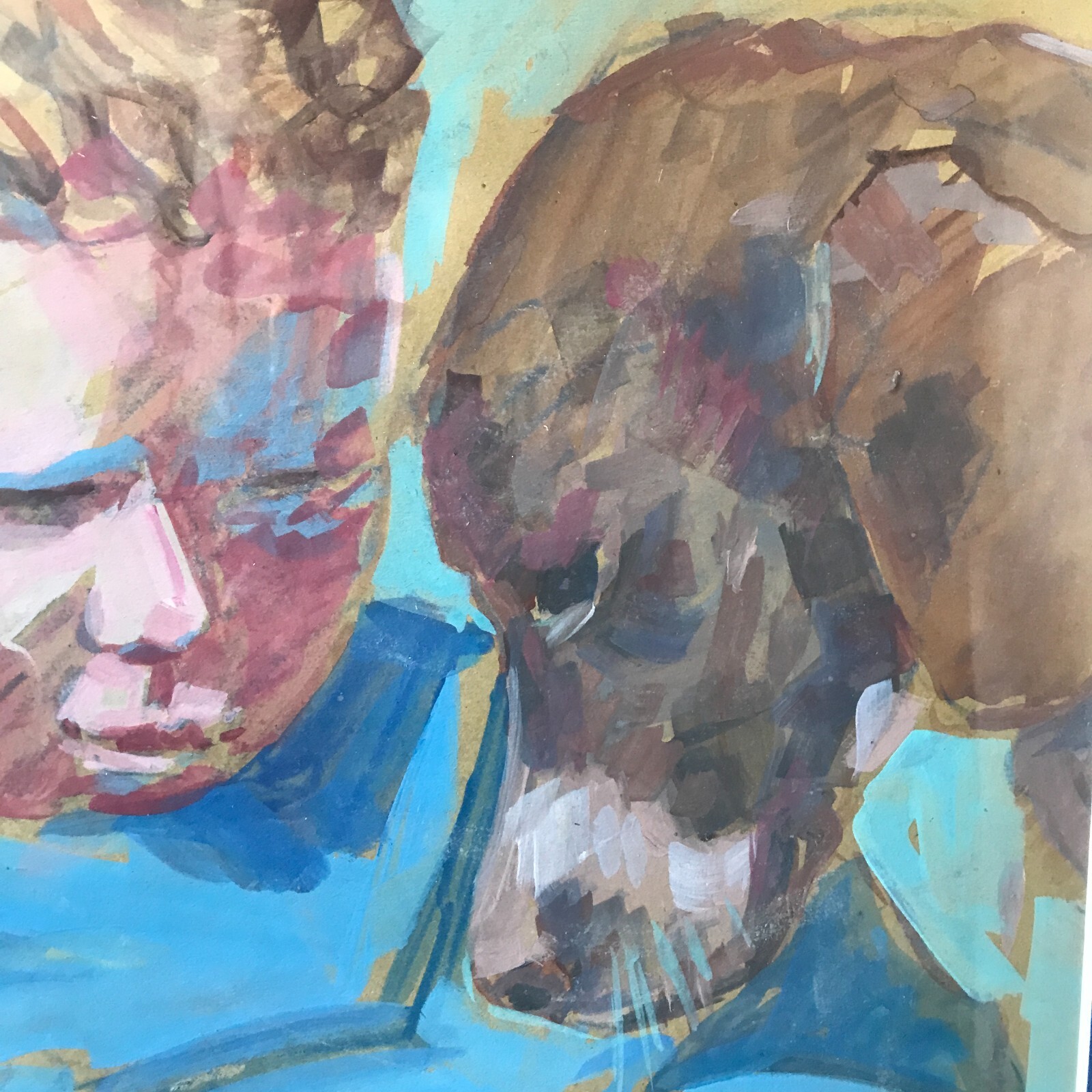 THE FROG: Child and Dog, Signed CAILLOTIN - Animal Painting - Image 6