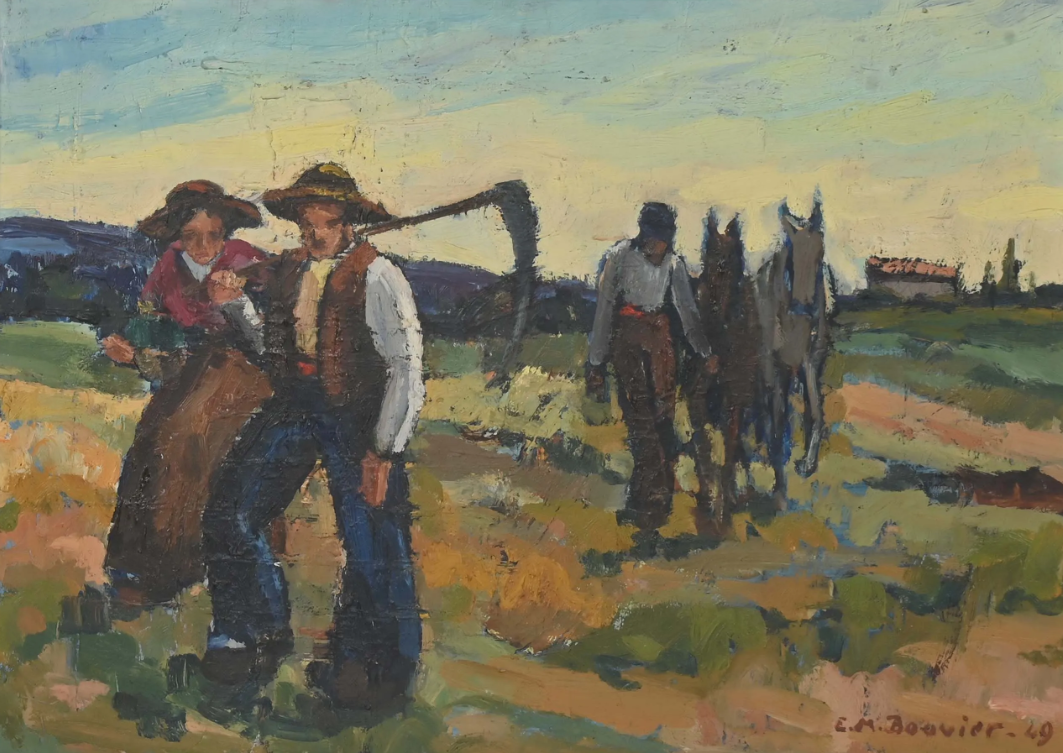 THE REAPERS signed BOUVIER 20th-century harvest rural painting PROVENCE - Image 6
