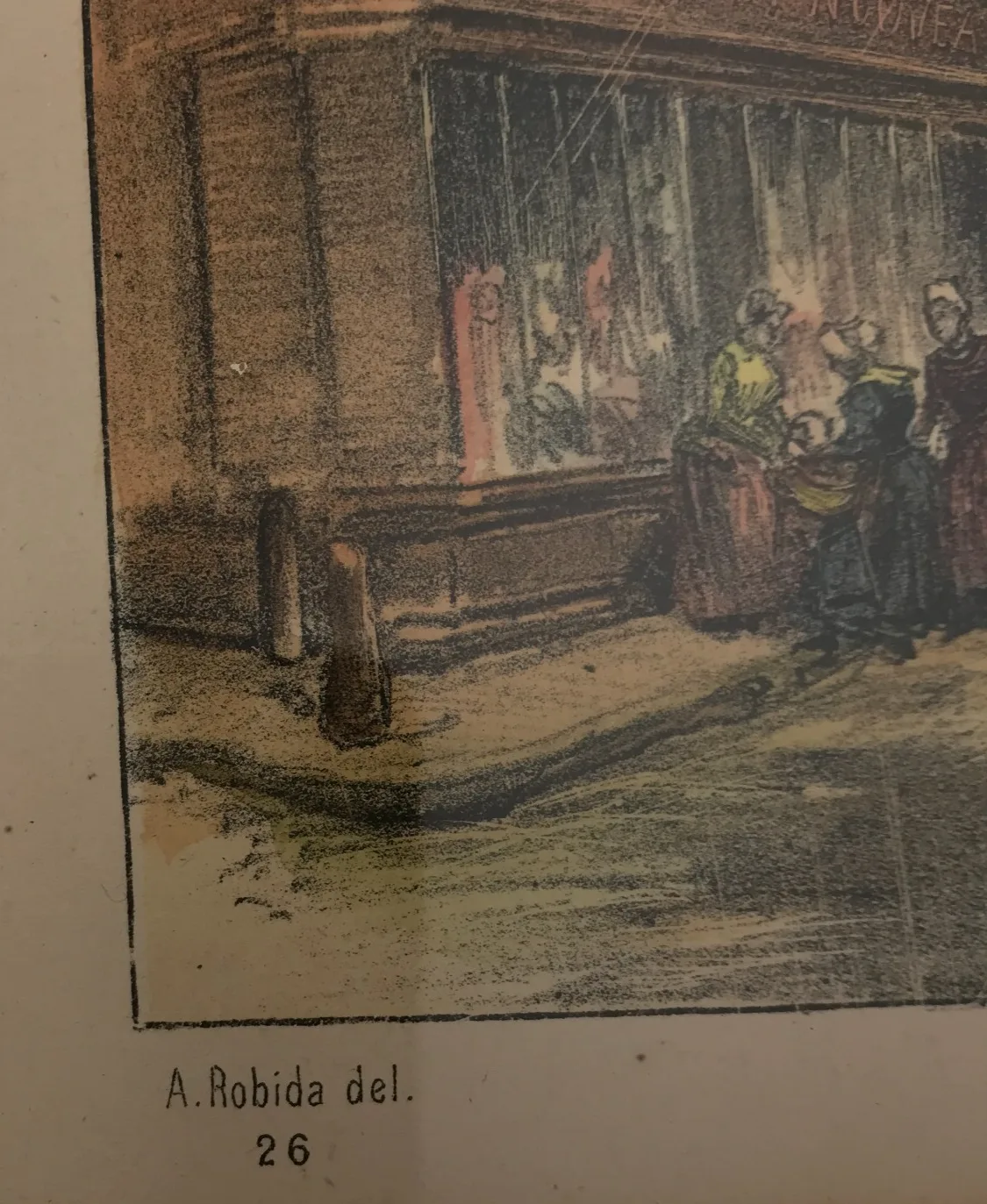 Lithograph, Crossroads in Quimper, Cathedral, Britanny, Vintage, Antique - Image 8