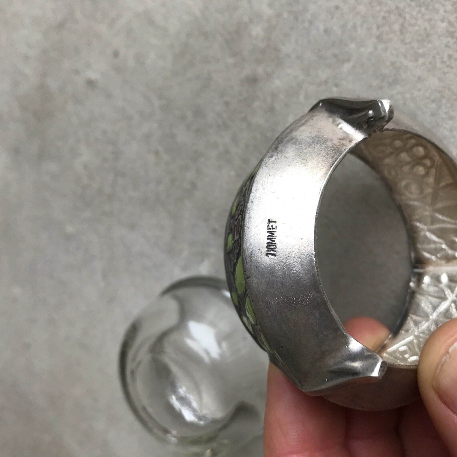 SALIERES ART DECO Métal argenté, signé, émaillé cloisonné – Image 18